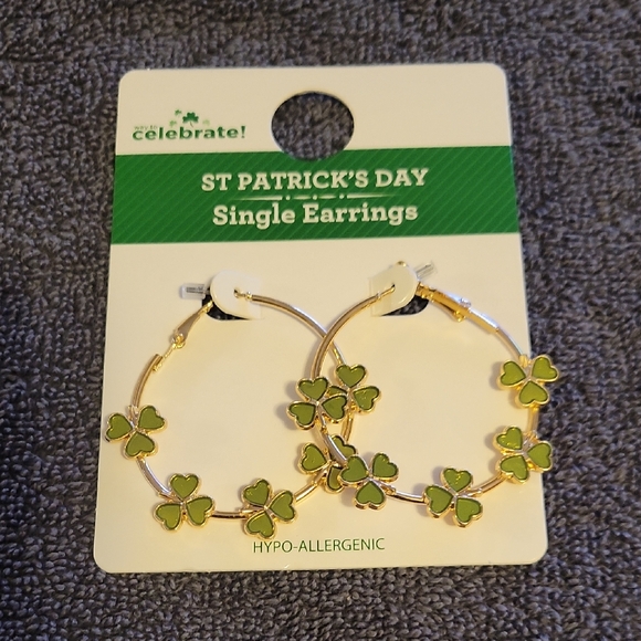 Jewelry - Green Shamrock Hoop Earrings